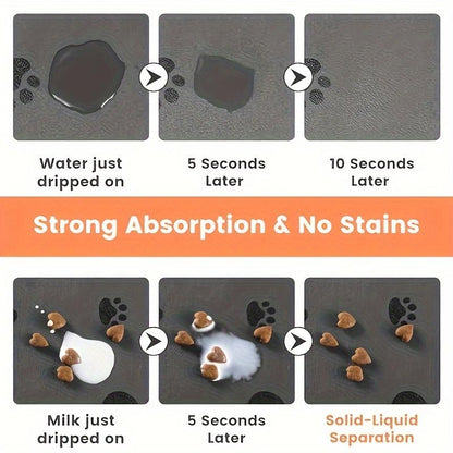 Absorbent Pet Feeding Mat – Waterproof, Quick Dry Dog & Cat Food Pad (11.8"X19.69")