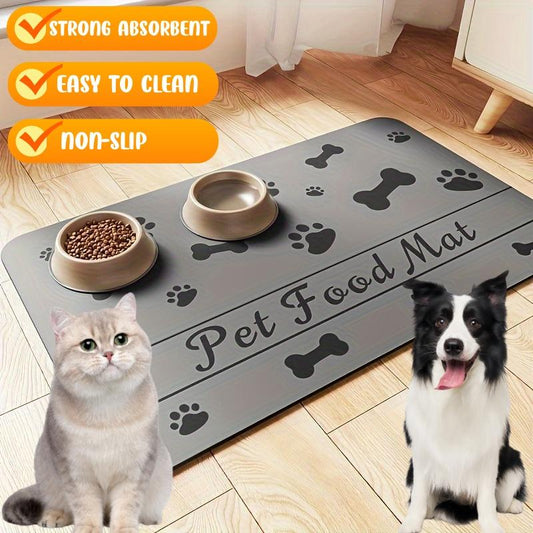Absorbent Pet Feeding Mat – Waterproof, Quick Dry Dog & Cat Food Pad (11.8"X19.69")