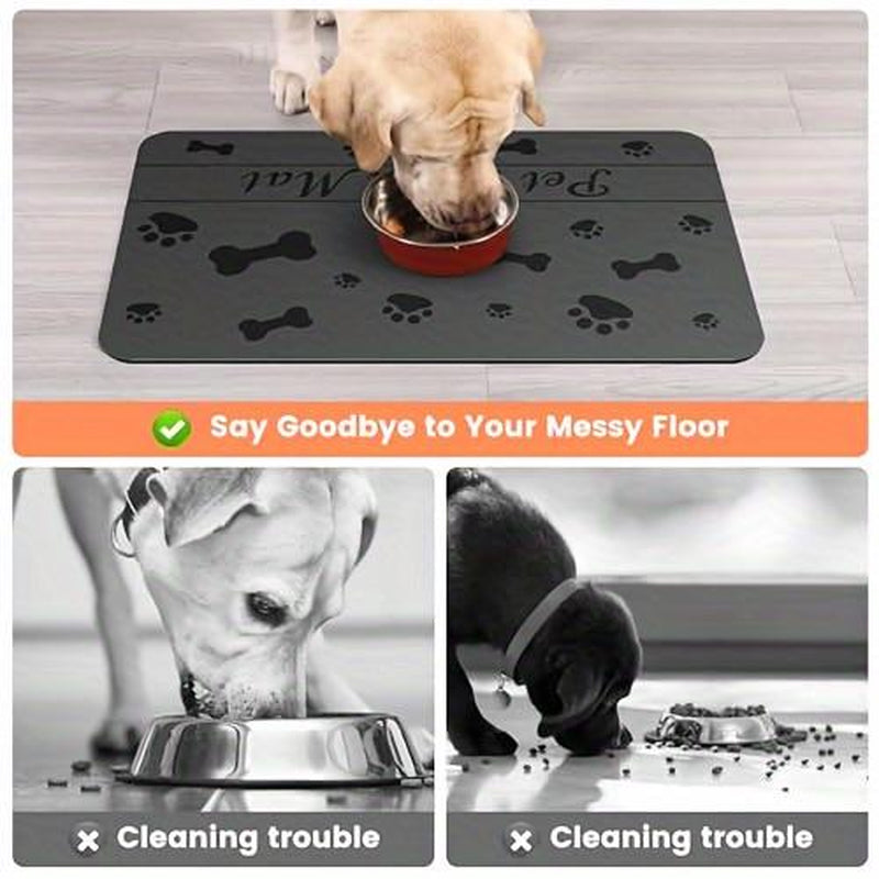 Absorbent Pet Feeding Mat – Waterproof, Quick Dry Dog & Cat Food Pad (11.8"X19.69")